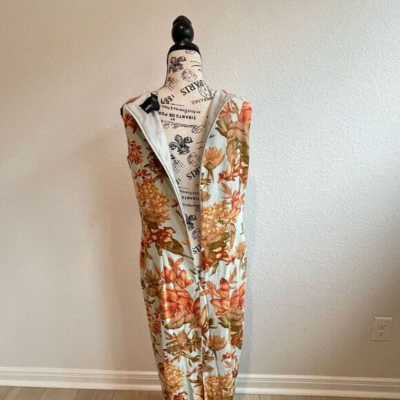 VTG Positive Attitude Long Dress 10 Linen Blend Floral Cottgaecore bohemian - Picture 6 of 10